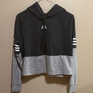 Adidas Women's Two-Tone Black and Gray Hoodie